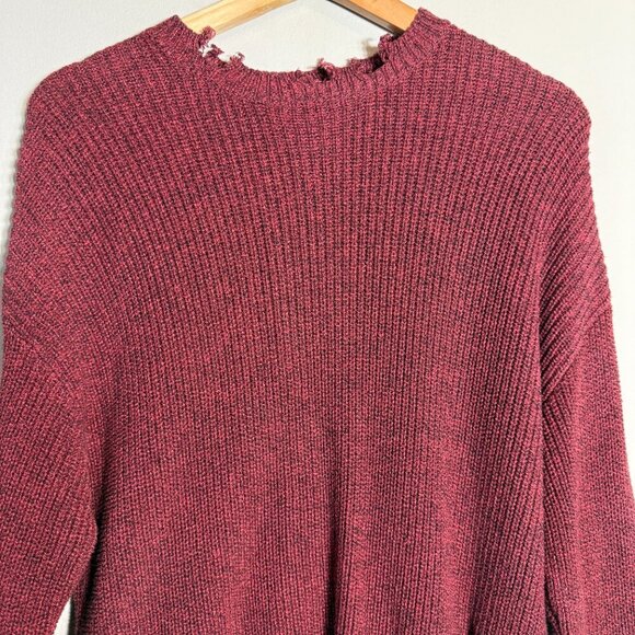 NWT Pistola Eva Distressed Crew Neck Knit Pullover Sweater Women's XS Red Black - Picture 6 of 15